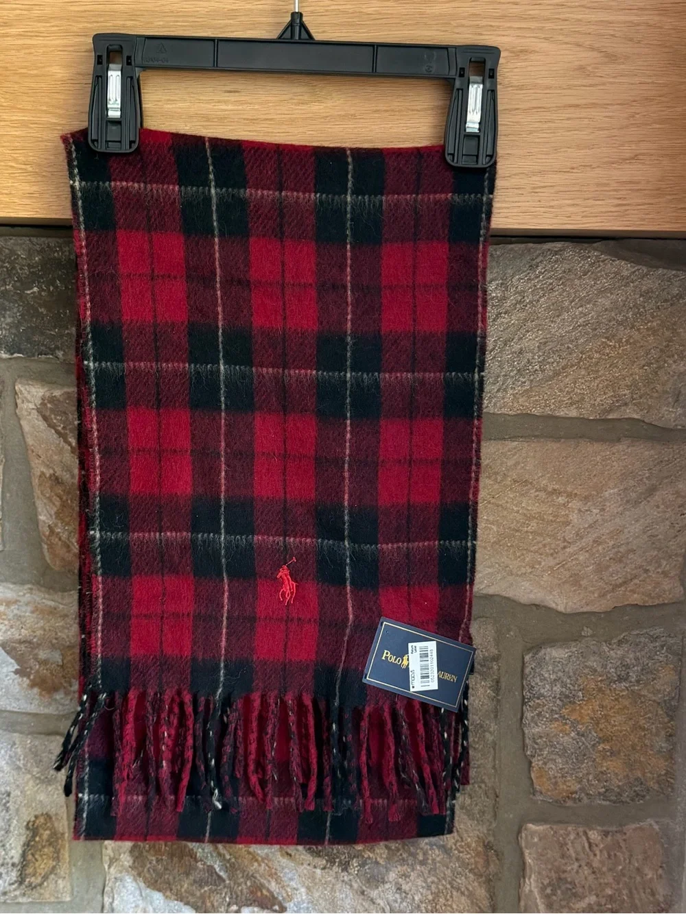 Polo Ralph Lauren Classic Plaid Wool Neck Wrap Scarf NWT